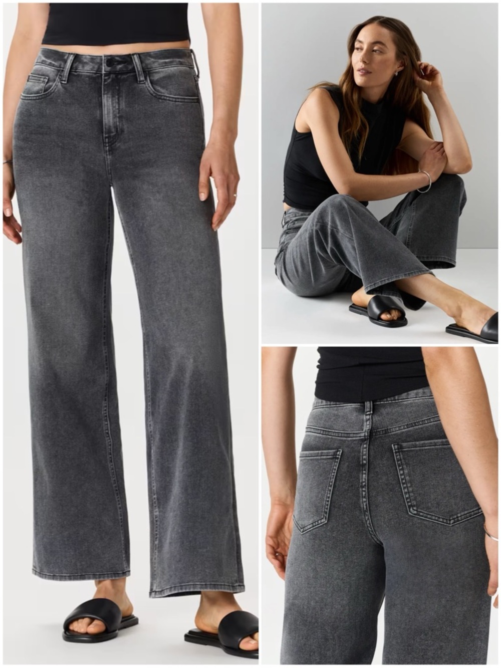 QUINCE Women’s Size 32 X 30 Greyed Out Bella Stretch High-Rise Wide Leg Jeans - Picture 14 of 14